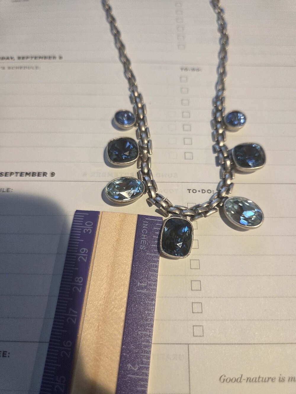 Touchstone Crystal Silver Necklace with Blue Accents - Picture 5 of 6